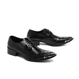 Social Lace Up Solid Colour Formal Shoes British Style Pointed Toe Large Size Brogue Shoes Classic Men Leather Oxfords Shoes