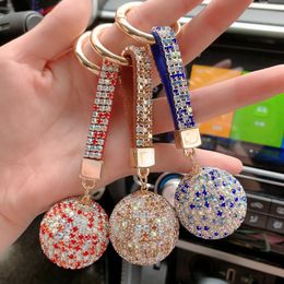 Multicolor Rhinestone Crystal Ball Car Keychain Flash Diamond Lady Bag Pendant Ring Women Car Key Chains Fashion Jewellery Party Gifts