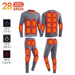 Men's Thermal Underwear Winter Heated Jacket Men Self Heating Vest Women Heated Thermal Underwear Ski Suit USB Electric Heating Clothing Long Johns Man 231127