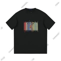 True size Men designer Tee t shirt 24ss mens Letter Printing short sleeve t shirts cotton women Luxury Coloured stripes Black white XS-L