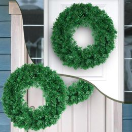 Decorative Flowers 50cm Wreath Artificial Green PVC Door Wreaths Seasonal Home The Christmas Ribbon Fall For Front