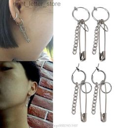 Stud Safety Pin Shape Geometry Long Chain Tassel Irregular Earrings Korean Jewellery S01 20 Dropship YQ231128