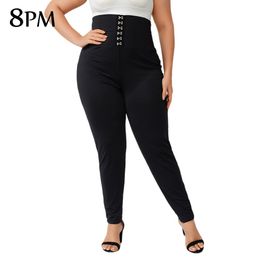 bottoms Women's Plus Size Casual Lounge Pants High Waist Elasticity Harem Pants Leggings Black 3XL 4XL ouc1534