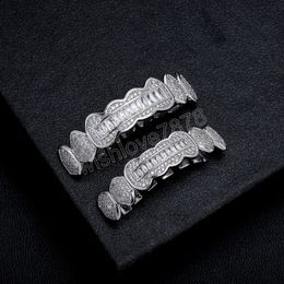 Fashion Irregular Square Diamond Hip Hop Teeth Set with Micro Full Zircon Gold Teeth Set Halloween Teeth