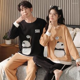 Women's Sleepwear Spring Long Sleeve Pants Cute Cartoon Men Pyjamas Cotton Female Pyjamas Sets Lovers Pijamas Mujer M-3XL