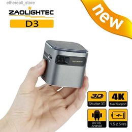 Projectors ZAOLITGHTEC D3 Mini Portable Pico Smart Projector Android Wifi 1080P DLP Projector with Battery for Mobile Smartphone 4K Cinema Q231128