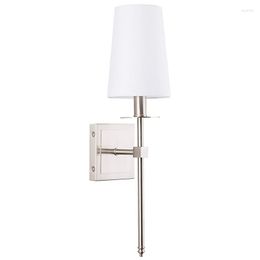 Wall Lamp Nordic Single Head Wrought Iron Plated Cloth Cover Bedroom Bedside Living Room El Decor