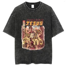 Мужские футболки, винтажные мужские футболки в готическом стиле, унисекс, стираный хлопок, футболки с принтом дьявола в стиле хип-хоп, повседневные топы, одежда Y2K
