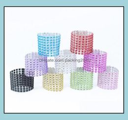 Plastic Napkin Rings El Wedding Chair Sash Diamond Mesh Wrap For Party Decoration GoldSier Table Accessories Kitchen2740858