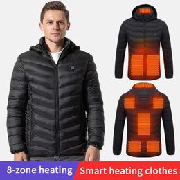 Men's Jackets Cotton Clothing Heated Jacket Men USB Electric Heating Jackets Heating Clothes Hoodie Zipper Parka Winter Man Warm Clothes 231128