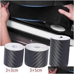 Car Badges Carbon Fibre Door Sticker Threshold Trunk Anti Scratch Protective Film Strips Waterproof Accessories Drop Delivery Automobi Dhysi