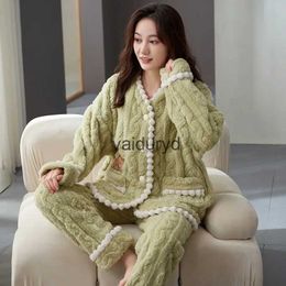 home clothing M-4XL Women Winter Pyjamas Plus Velvet Thick Flannel Nightwear Cute Long-Sleeve Warm Sleepwear Loose Coral Fleece Home Clothesvaiduryd