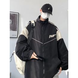 Men's Jackets Korean style spring and autumn men jacket American outdoor trendy contrasting Colour stitching loose casual baseball jacket y2k 231128