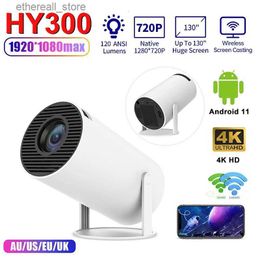 Projectors HY300 Smart Projector Android 11.0 MINI 5G Wifi6 200ANSI Allwinner H713 BT5.0 1080P 1280*720P Cinema Outdoor Portable Projetor Q231128