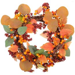 Decorative Flowers Wreath Decor Front Door Festival Thanksgiving Day Hanging Christmas Berry Twig Harvest Outdoor Decorations