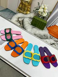 G Shoes Slipper Women's Interlocking Flat Cutout Suede Leather Sandals For Women 694451 Low Heel Slip-on Pool Outdoor Slides Fashion Luxury Slide Sandal