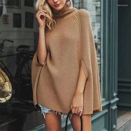 Women's Sweaters 2023 Autumn Woman's Solid Color Cape Turtleneck Sweater