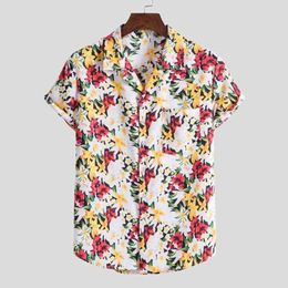 T-shirts Aloha Shirt Men Floral Hawaiian 2022 Summer Short Sleeve Quick Dry Beach Wear Casual Button Down Vacation Clothing Chemise Ho