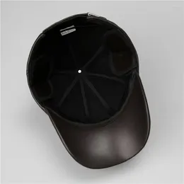 Berets Long Brim Peaked Cap Stylish Mid-aged Men's Windproof Dome Baseball With Plush Lining Warm Anti-slip Brimmed Solid