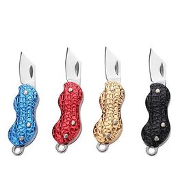 Mini Portable Knife Folder Camping Folding Pocket Keychain Knife Outdoor Multi-funtional Tool Self -Defense Peanut Necklace Knives Edc Survival Tool