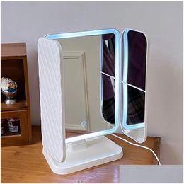 Compact Mirrors Trifold Makeup Mirror Led Lights Dorm Dressing Beauty Light Up Your Fill With Smart Complementary Tri Drop Delivery He Dhga7