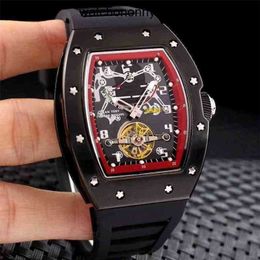 Designer Ri mlies Luxury watchs Skeleton Mechanical mens Automatic Mechanics Watch Black Rose Gold Camouflage Rubber Men Stainless Steel High quality