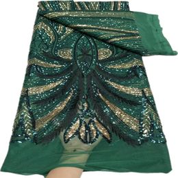 Dresses Nigerian Lace Fabric 2022 High Quality Embroidery African Green Sequins Tulle Latest France Guipure Net 5 Yard For Party Dresses