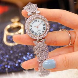 Wristwatches Dincior Delicate Crystal Roman Numeral Quartz Watch Zircon Fashion Watches Female Women Jewelry Gifts Accessories