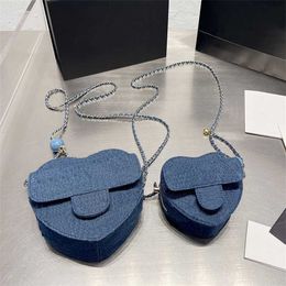 quality Bag Designer Heart Handbag Love Crossbody Women Mini Chain Ladies Denim All-match Fashion Clutch Solid Colour Wallet Handbags