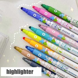 12pcsWatercolor Brush 5PCS/SET Colourful Marker Highlighter Drawing Pens Kit Round Double Headed Flash Pen School Supplies for Kids Painting Writing P230427