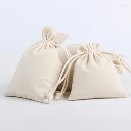 Storage Bags 5 Pcs/Lot DINYAO Light Natural Colour Cotton Linen Drawstring Thicken Fabric Christmas Gift Package Small Pouches