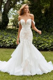 New Graceful Mermaid Lace Wedding Dresses Sleeveless Formal Occasions Bridal Gowns 15