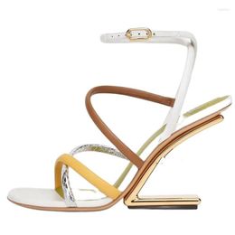 Sandals Strappy Ankle Strap Strange Style Open Toe F Heel Round Rome Women Summer Shoes High 2023 Est