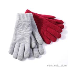Children's Mittens Men Solid Woolen Touch Screen Mittens Women Thick Warm Cycling Driving Gloves Female Winter Warm Knitted Full Finger Mittens