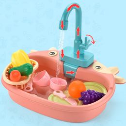 Kitchens Play Food Kids Toys Simulation Electric Dishwasher Pretend Mini Educational Summer Role ing Girls 230427