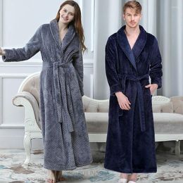 Women's Sleepwear Women Extra Long Jacquard Flannel Bathrobe Warm Plus Size Winter Thick Coral Fleece Bath Robe Spa Lovers Dressing Gown