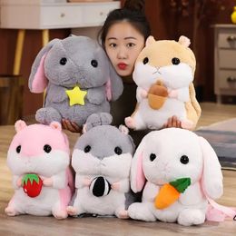 Plush Backpacks 38cm Fashion Creative 3D Hamster Backpack Cute Animal Cartoon Plush Backpack Rabbit Bag for Children Kids Boy Gifts 231128