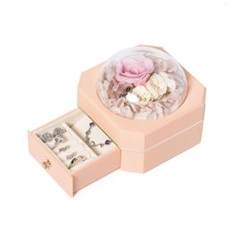 Jewellery Pouches High Quality Immortal Rose Flower Gift Case Wedding Ring Necklace Pendant Earring Organiser Jewellery