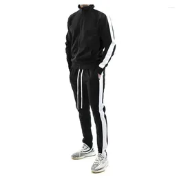 Men's Tracksuits Latest Spliced Suit For Autumn/Winter 2023 With Stand Collar And Zip-up Sportswear Training.