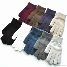 Children's Mittens Winter Knitted Plush Gloves Women Men Autumn Thickened Solid Color Full Finger Mittens Hand Warmer Gloves Couple Cycling Gloves