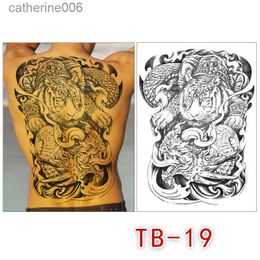 Tattoos Coloured Drawing Stickers Waterproof Big Large Full Back Chest Tattoo large tattoo stickers fish wolf Tiger Dragon temporary tattoos fish cool men womenL231