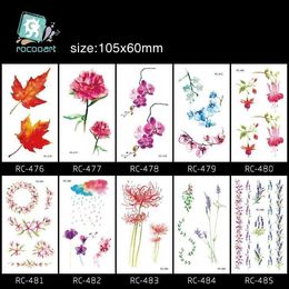 Tattoos Coloured Drawing Stickers Rocooart Green Leaf Waterproof Temporary Tattoo Stickers Body Art Fake Tattoo Colourful Ink Flowers Taty For Woman Flash TatuagemL