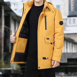 Men's Down Parkas Winter Jacket Men Casual Thicken Cotton Parka Hooded Long Sleeve Solid Plus Size Coat Loose Windproof Outwear Streetwear 231128