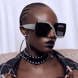 Sunglasses Rhinestone Diamond Square For Women Men Luxury Design Retro Vintage Female Car Driving Big Sun Glasses Eyewear 2023