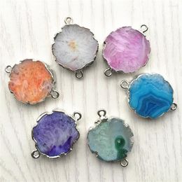 Pendant Necklaces 5PCS Drop Natural Flake Ashes Stone Rubys Connector 21x21mm Mixed Colors Are Sent Randomly