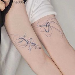 Tattoos Coloured Drawing Stickers Line Colour Tattoo Stickers Arm Collarbone Couple Lasting Waterproof Non-reflective Realistic Tattoo StickerL231128