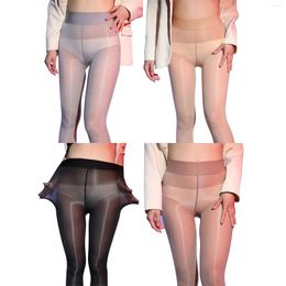 Women Socks Silk Stockings Sheer Tights Oil Shiny High Waist Pantyhose See-through Trousers