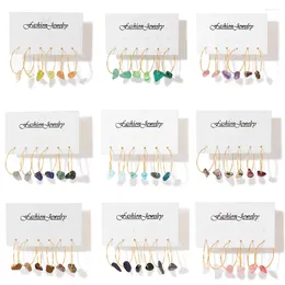 Hoop Earrings Irregular Natural Stone Chip Beads For Women Gravel Aquamarines Turquoises Amethysts Pink Quartzs Round