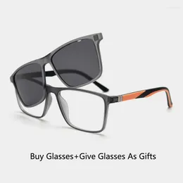 Sunglasses Frames Big Size Man Magnetic Clip-on Glasses Fashion Square Spectacle SuperLight TR90 Optical Prescription Eyeglasses