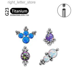 Stud Titanium G23 Stud Earrings Zircon Opal Gem for Women Helix Cartilage Tragus Lobe Ear ASTM Standard F136 Piercing Jewelry YQ231128